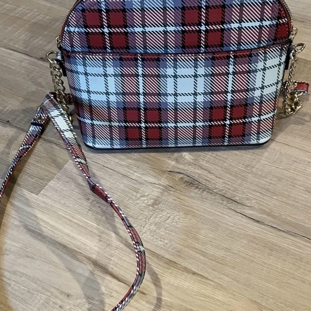 Steve Madden red plaid crossbody bag with gold chain 10x8x5 - Picture 6 of 6